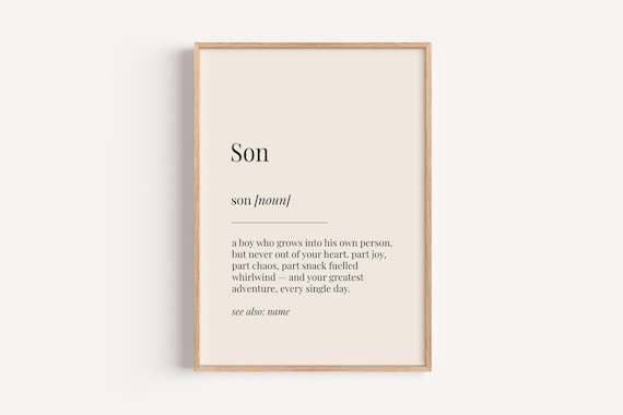 Son Definition Dictionary Poster, Funny Birthday Gift