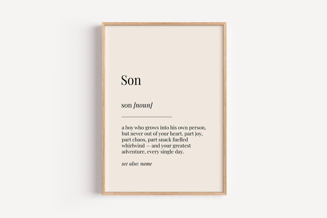Son Definition Dictionary Poster, Funny Birthday Gift