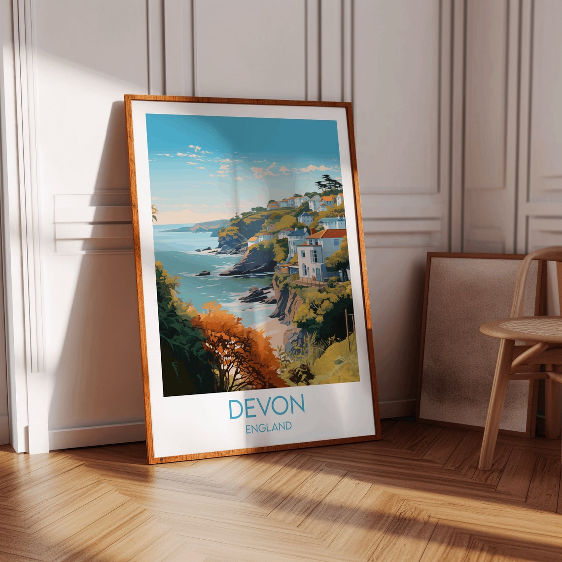 Devon England Coastal Village Rocky Shore Summer Travel Poster - Image 2