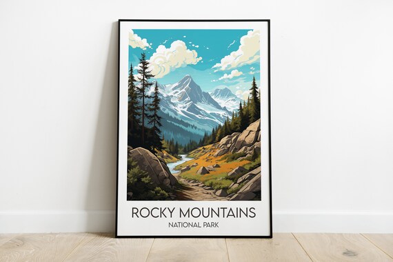 Rocky Mountains National Park Alpine Peaks Retro Travel Poster