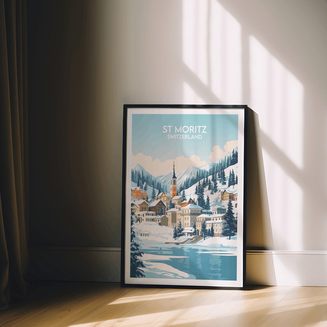 St Moritz Ski Travel Poster, Switzerland Custom Personalised - Image 2