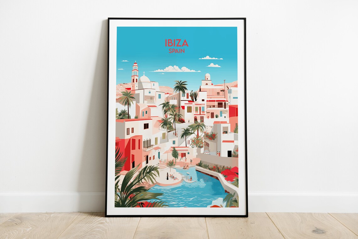 Ibiza Travel Poster, Custom Personalized Spain