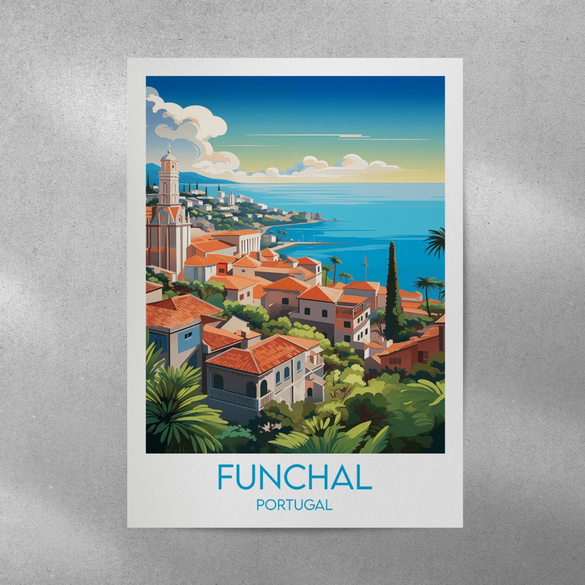 Funchal Portugal Madeira Harbor Coastal Retro City View Poster - Image 3