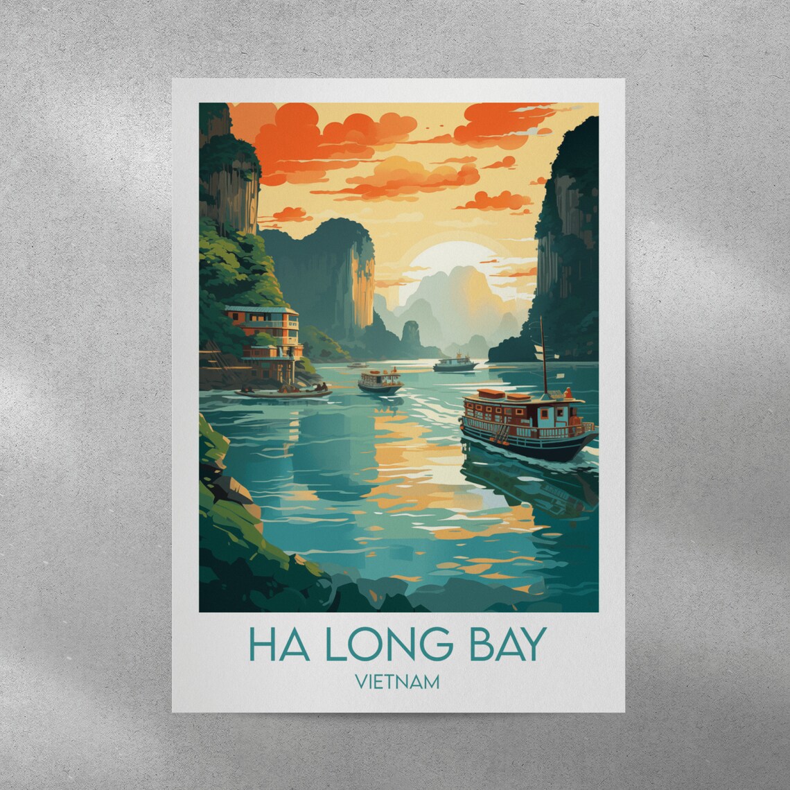 Ha Long Bay Travel Poster, Vietnam Place Print - Image 2