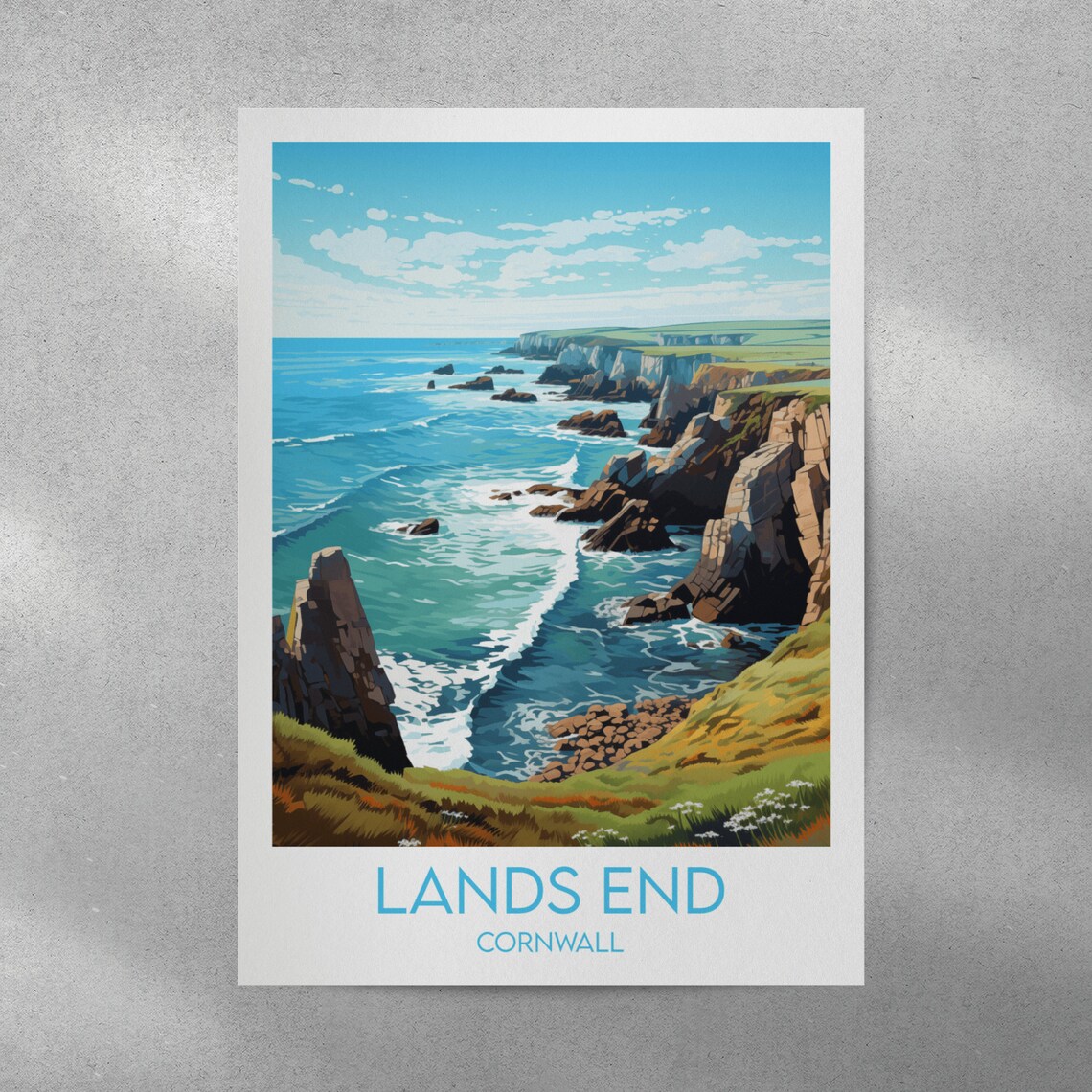 Lands End Cornwall Travel Poster, England UK - Image 3