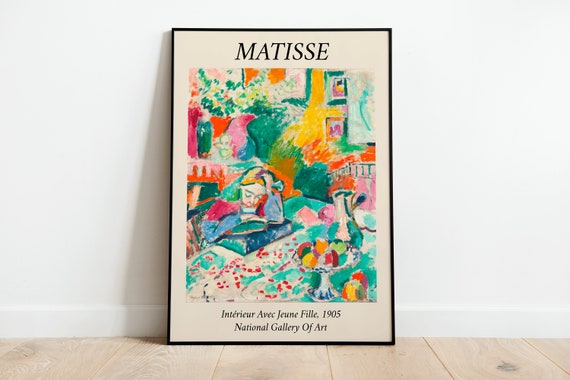Matisse Girl Reading Vintage Flowers Art Print