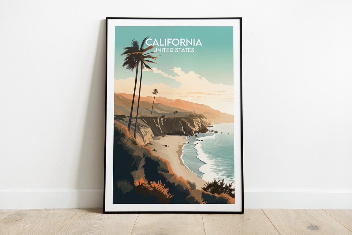 California Coastal Sunset Cliffs Palm Trees United States Poster