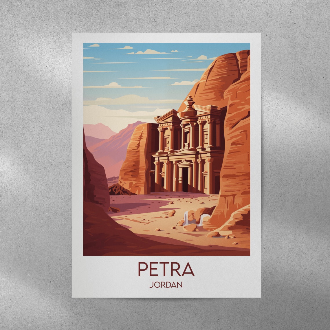 Petra Jordan Treasury Rose Red Canyon Ancient Ruins Travel Poster - Image 4