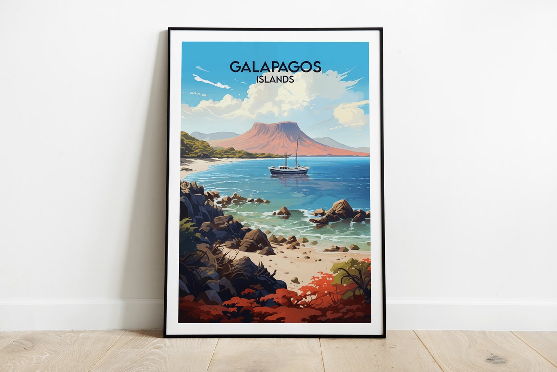 Galapagos Islands Travel Print Ecuador Poster Custom Personalised Wedding Birthday Gift