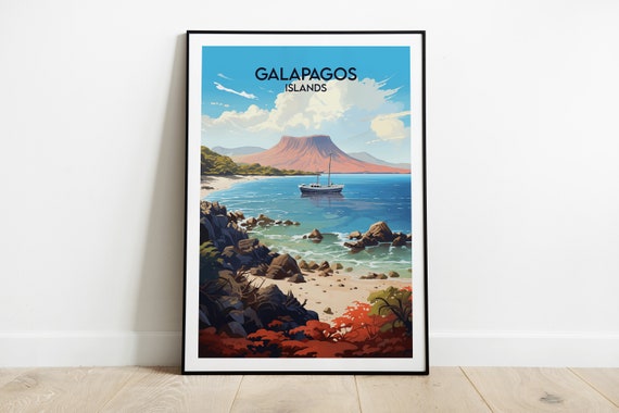 Galapagos Islands Travel Print Ecuador Poster Custom Personalised Wedding Birthday Gift
