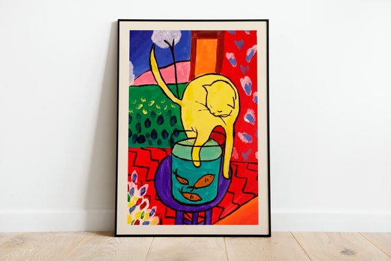 Matisse Cat With Red Fish, Vintage Art Print