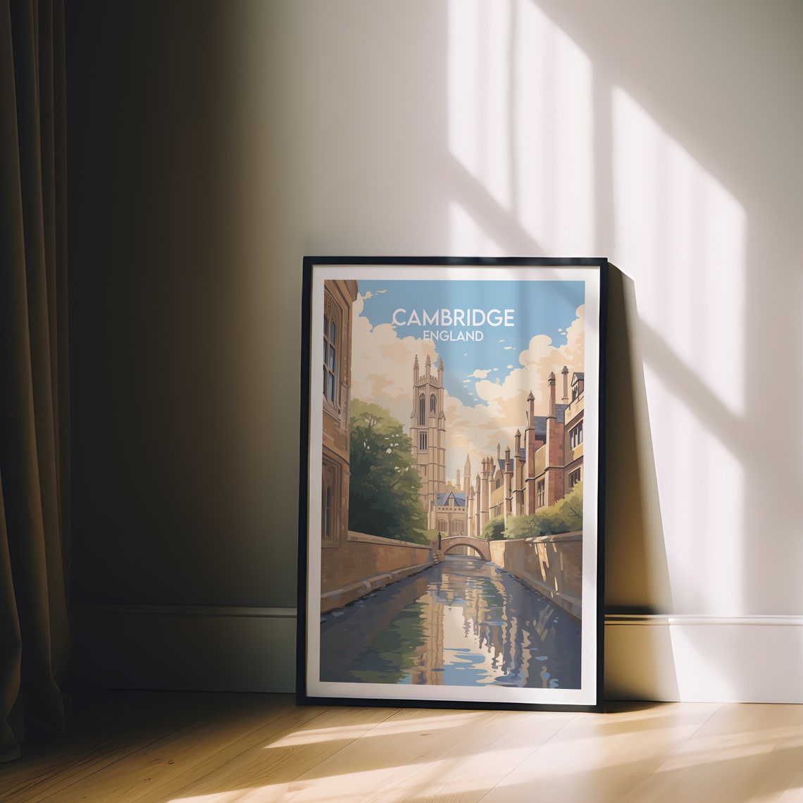 Cambridge England River Cam Historic College Buildings Travel Poster - Image 2