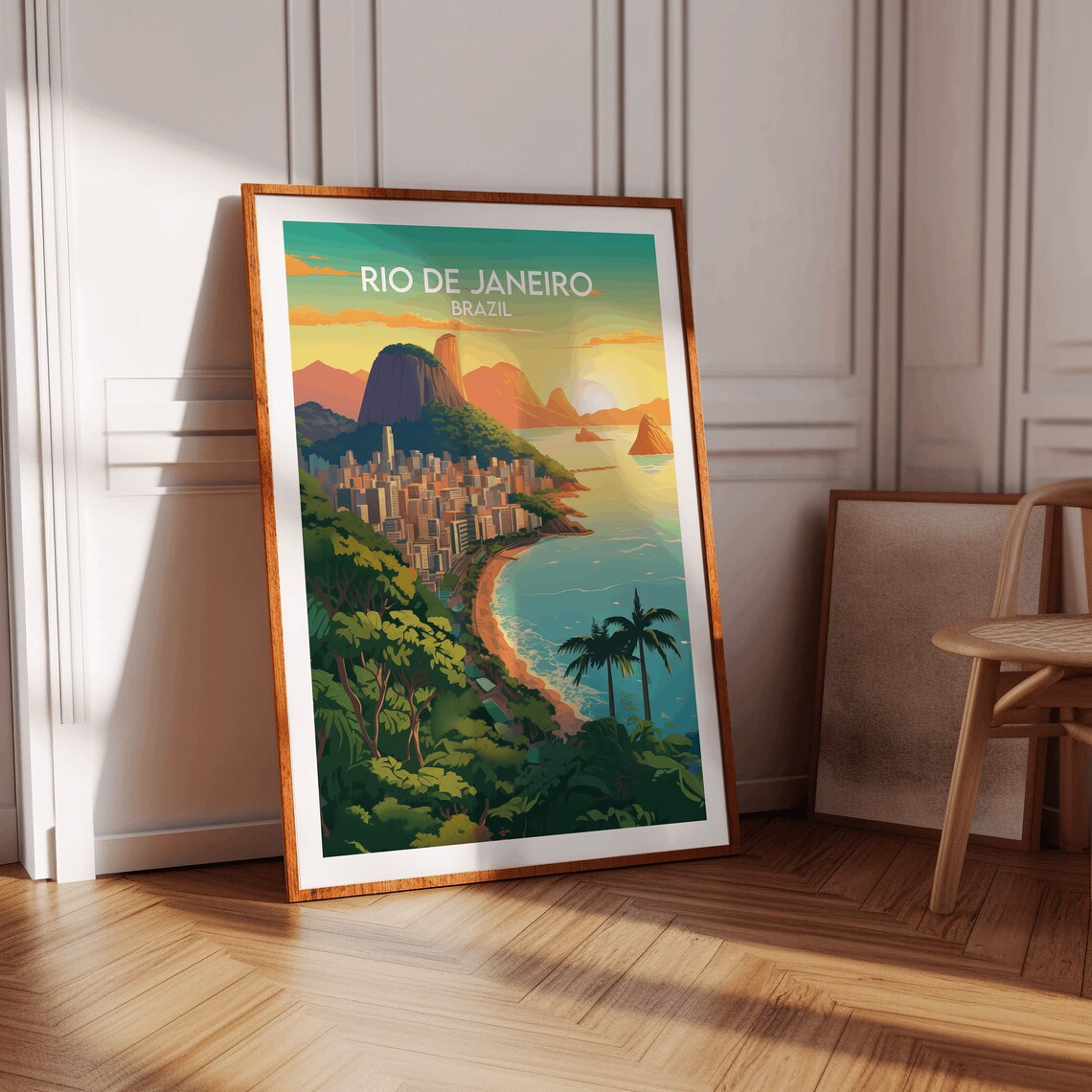 Rio De Janeiro Brazil Copacabana Sunset Vintage Travel Poster - Image 3