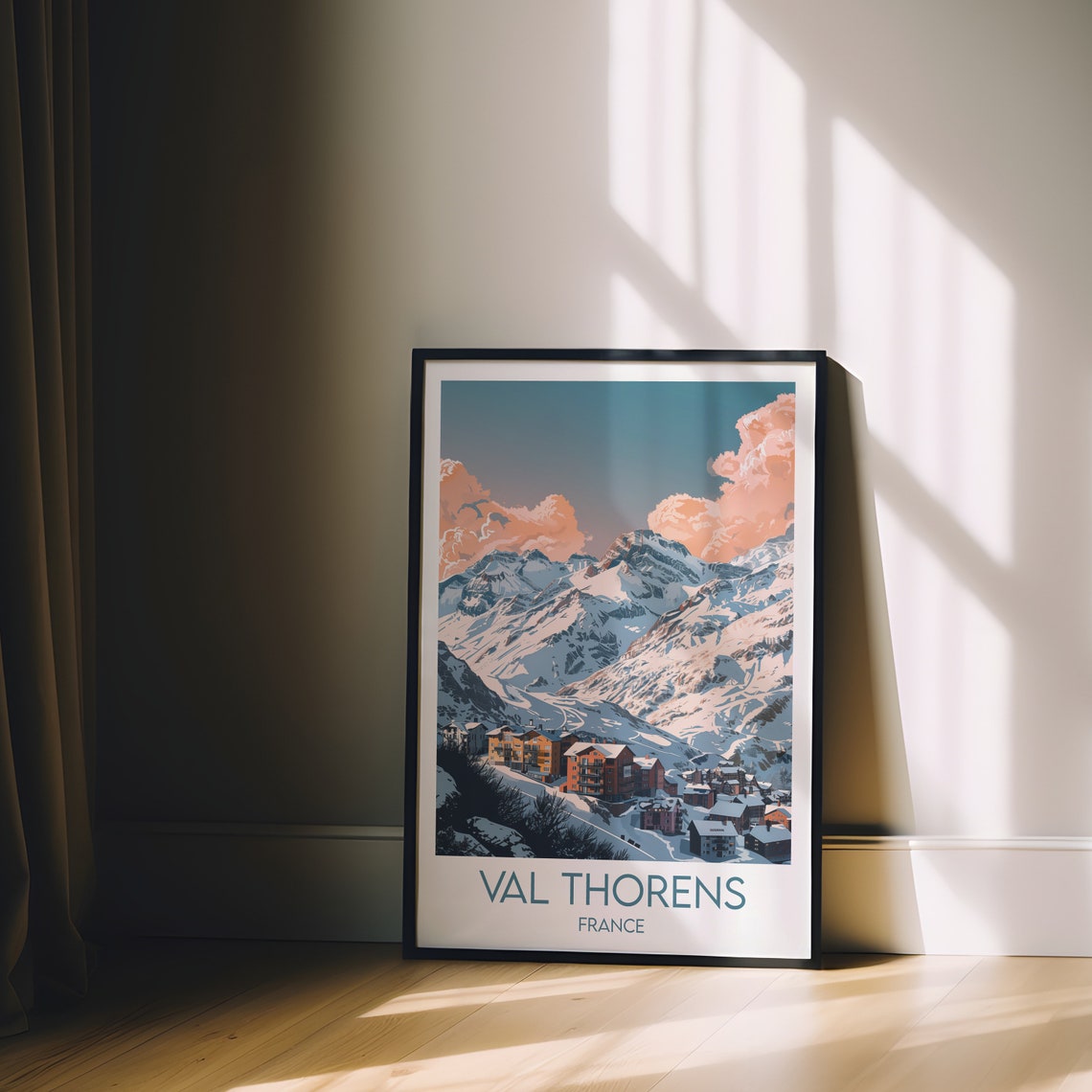 Val Thorens France Alpine Ski Resort Mountain Travel Art Poster - Image 2