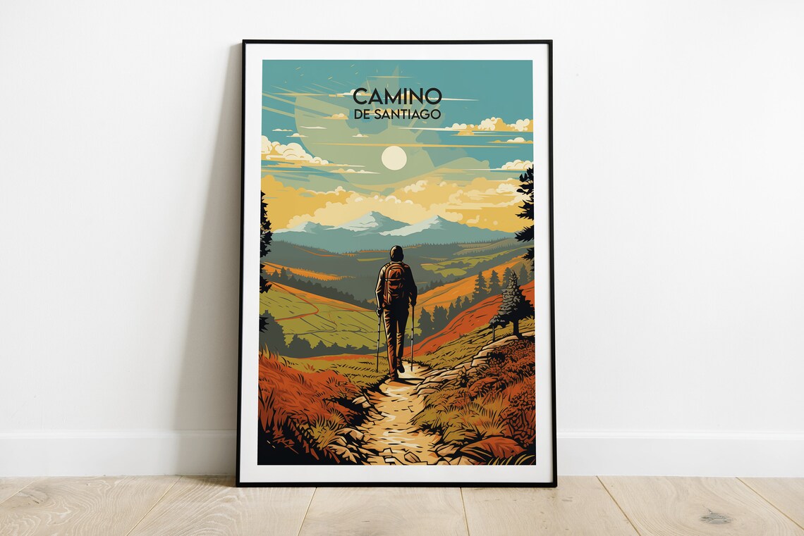 Camino De Santiago Travel Poster, Spain Route Print