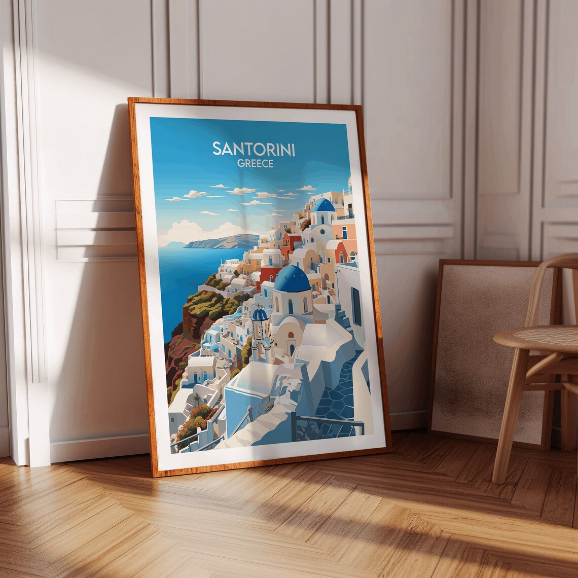 Santorini Travel Poster, Greece Custom Gift Print - Image 3