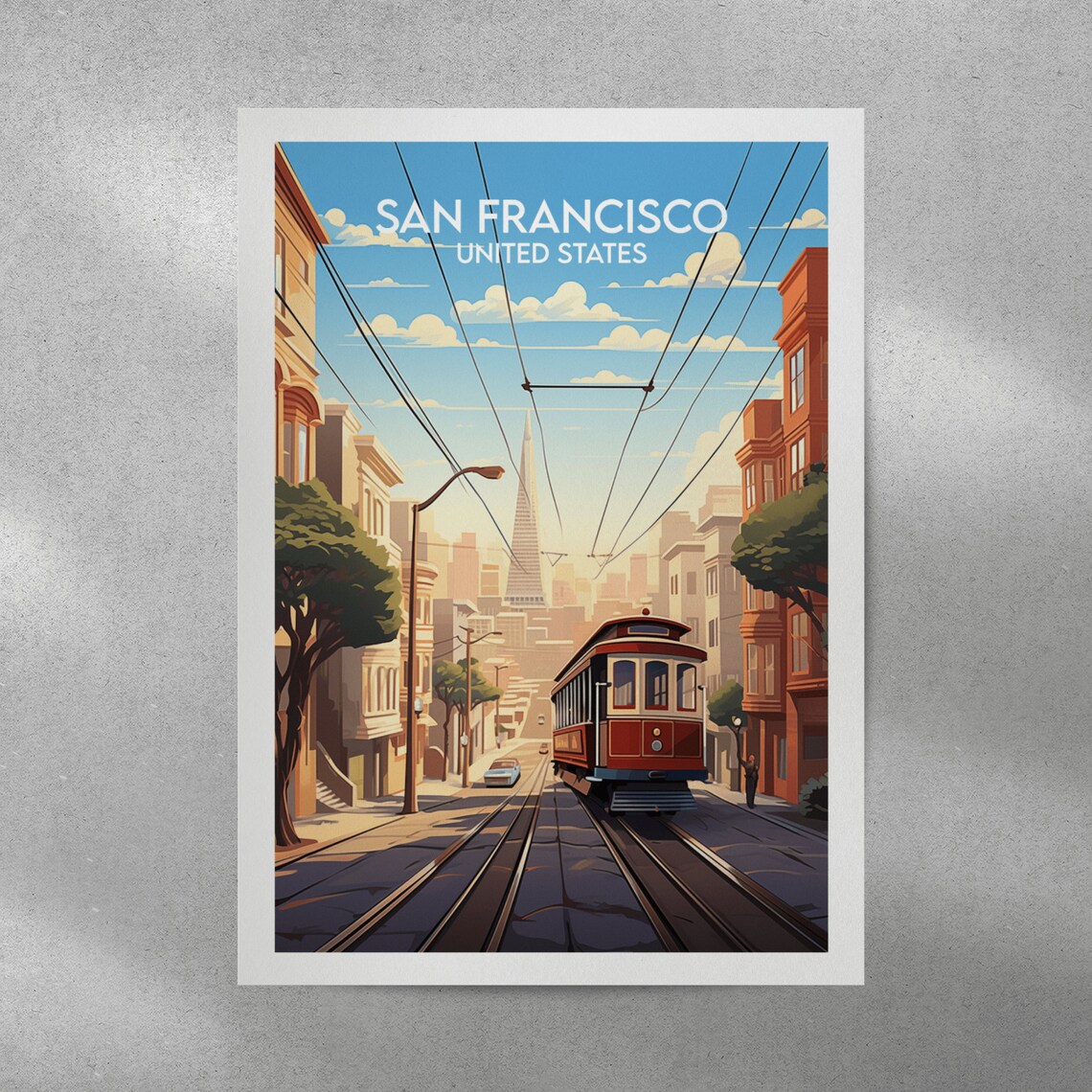 San Francisco United States Cable Car Hill Street Scene Poster - Image 4