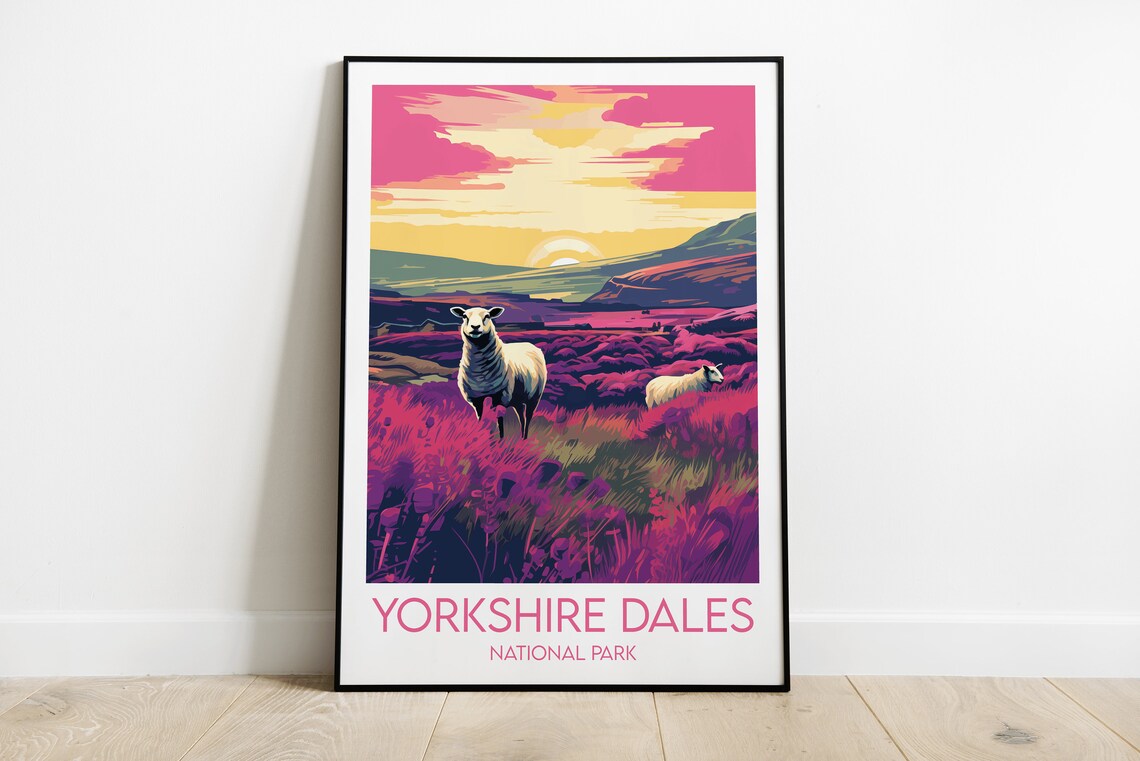 Yorkshire Dales National Park Travel Poster, England UK