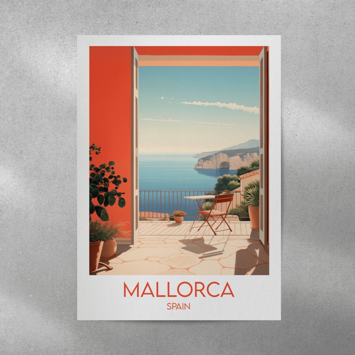 Mallorca Spain Terrace Balcony Sea View Coastal Travel Poster - Image 5