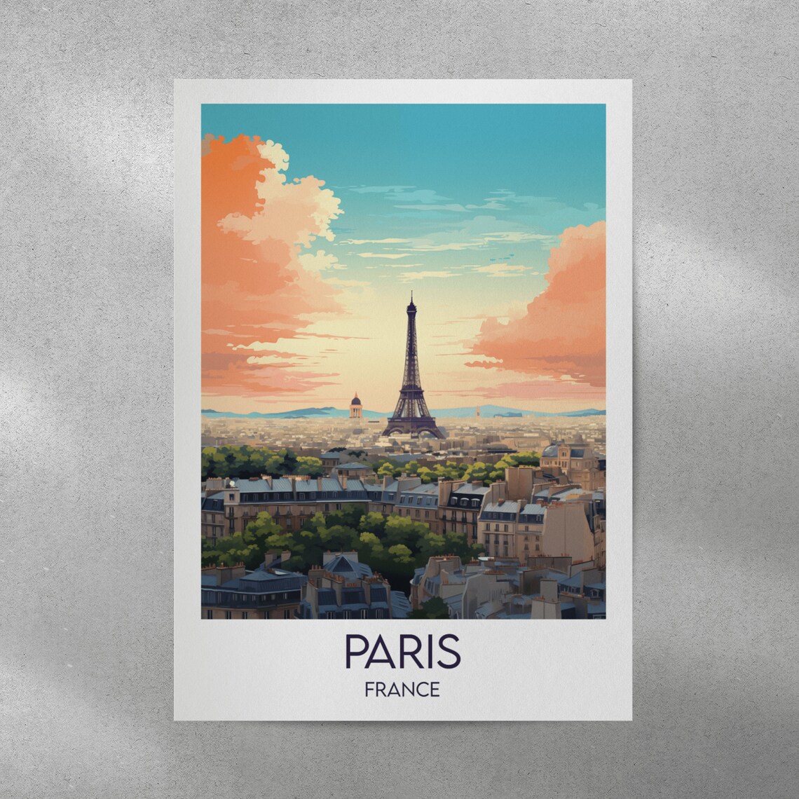 Romantic Paris France Eiffel Tower Sunset Cityscape Travel Poster - Image 4