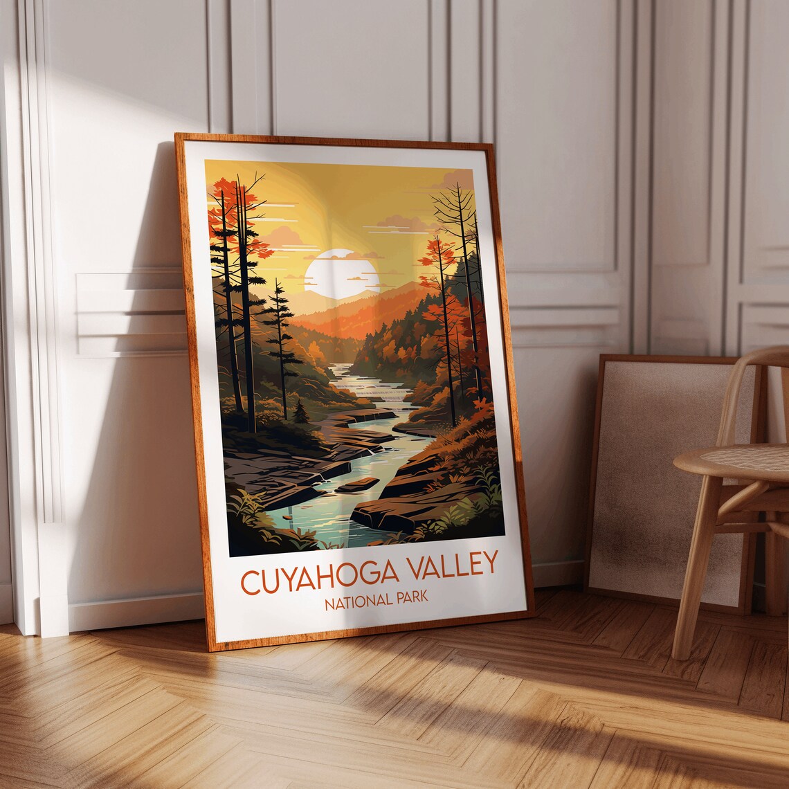Cuyahoga Valley National Park Fall River Canyon Sunset Art Poster - Image 2