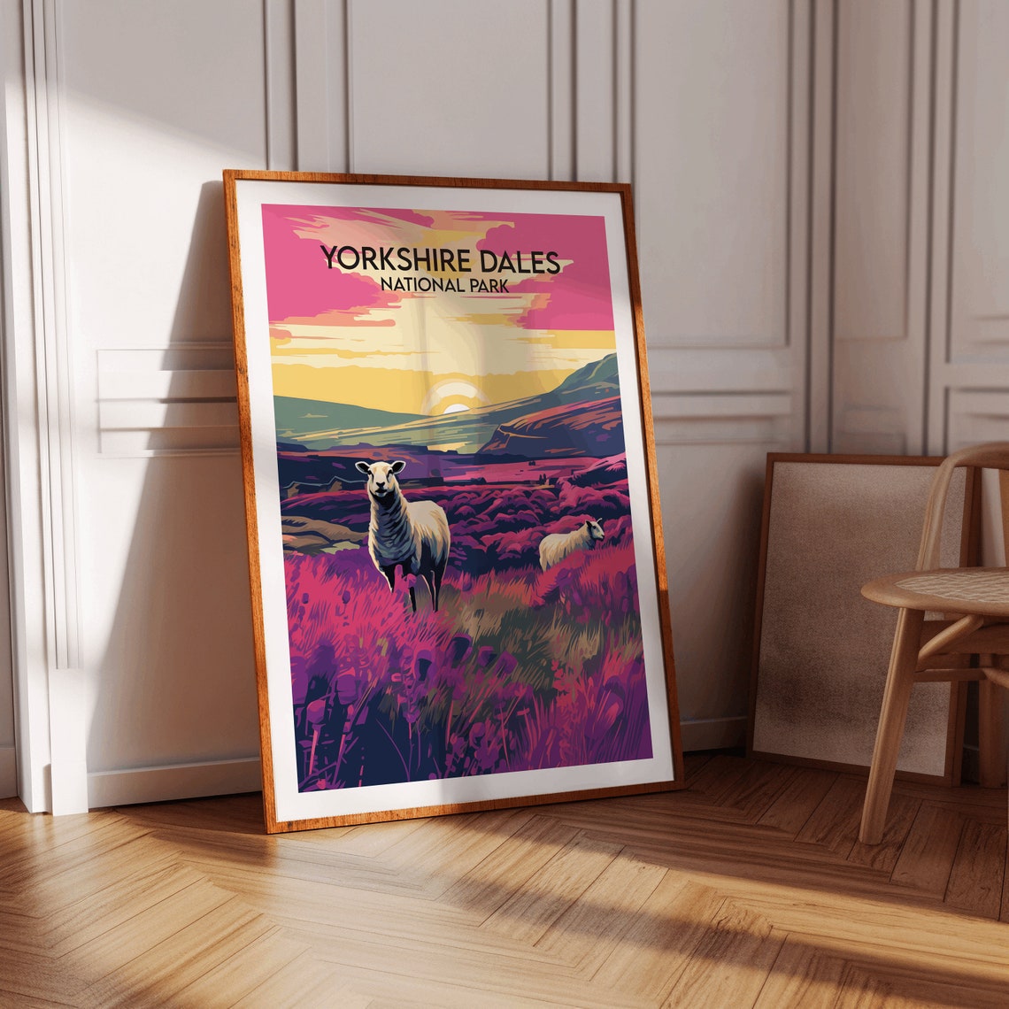 Yorkshire Dales National Park Sheep Heather Sunset Travel Poster - Image 3