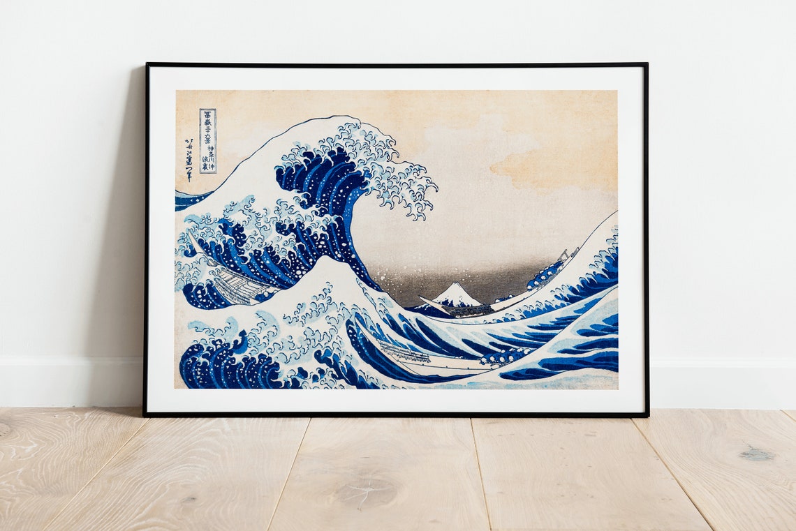 Hokusai Great Wave Off Kanagawa Mount Fuji Woodblock Art Poster