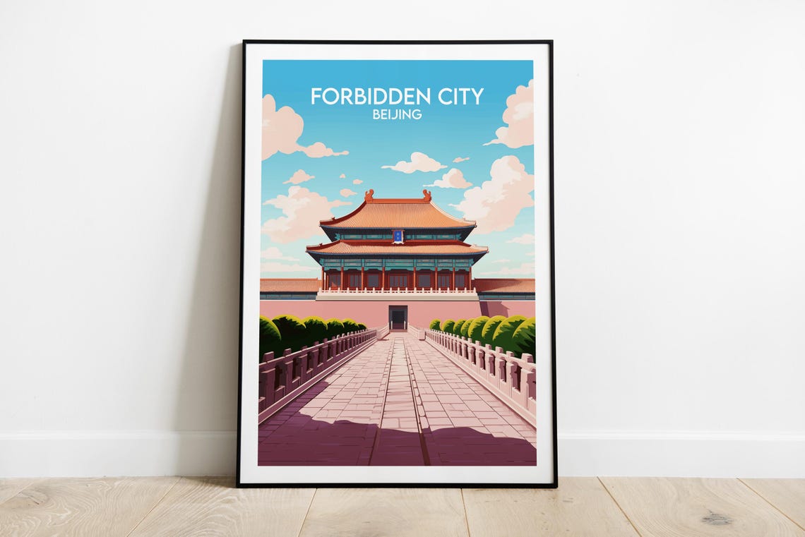 Forbidden City Beijing Imperial Palace Gate Retro Travel Poster