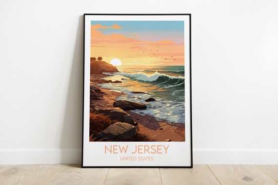 New Jersey Travel Print United States Poster Custom Personalised Wedding Birthday Gift