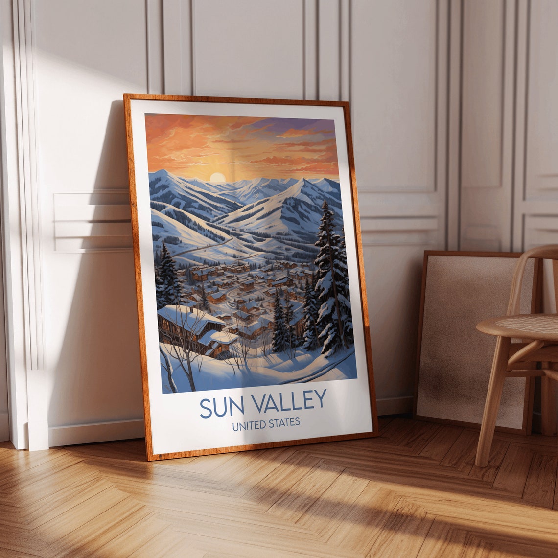 Sun Valley Ski Resort Sunset Village Vintage American Travel Poster - Image 3