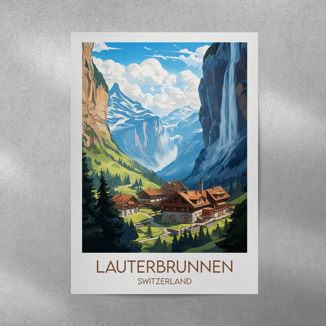 Lauterbrunnen Travel Poster, Switzerland Personalised - Image 4