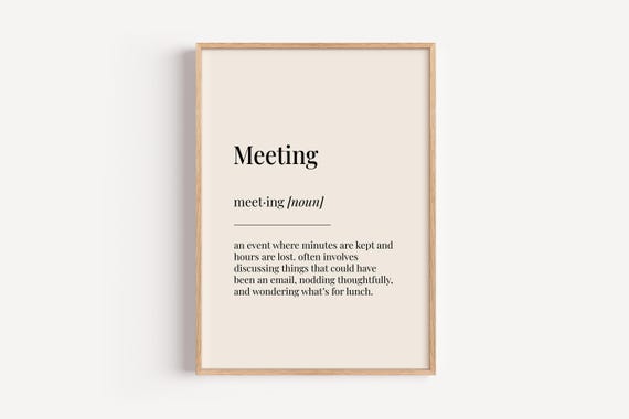 Meeting Definition Poster, Funny Gift For Him Her