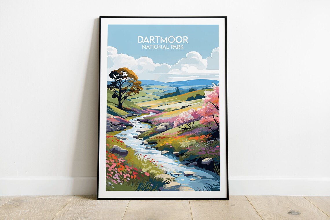 Dartmoor National Park Travel Poster, Devon England