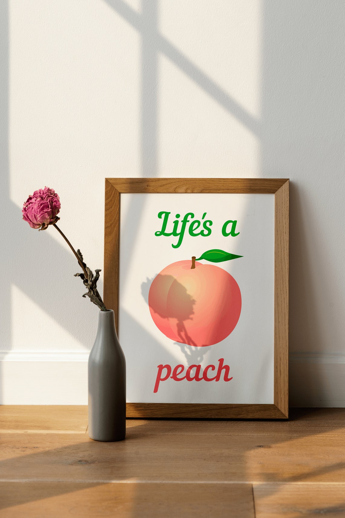 Life Is a Peach Funny Fruit Quote Typography Kitchen Decor Poster - Image 4