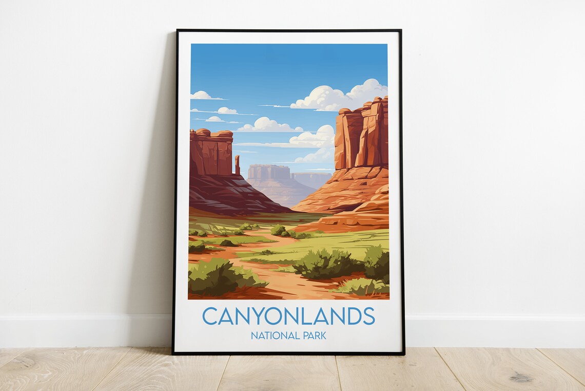 Canyonlands National Park Red Buttes Desert View Vintage Travel Poster