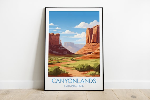Canyonlands National Park Red Buttes Desert View Vintage Travel Poster