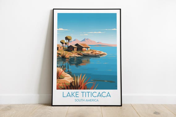Lake Titicaca Travel Print Peru Bolivia Poster Custom Personalised Wedding Birthday Gift