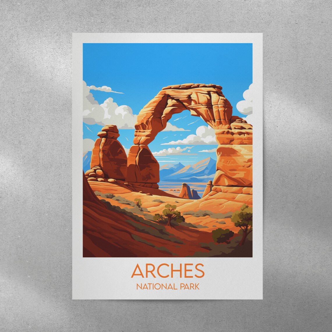 Arches National Park Utah Red Rock Arch Desert Retro Travel Poster - Image 3