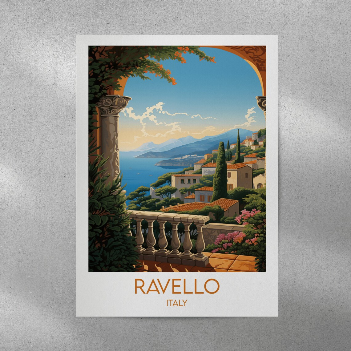 Ravello Italy Amalfi Coast Terrace Sea Arch View Travel Print - Image 3