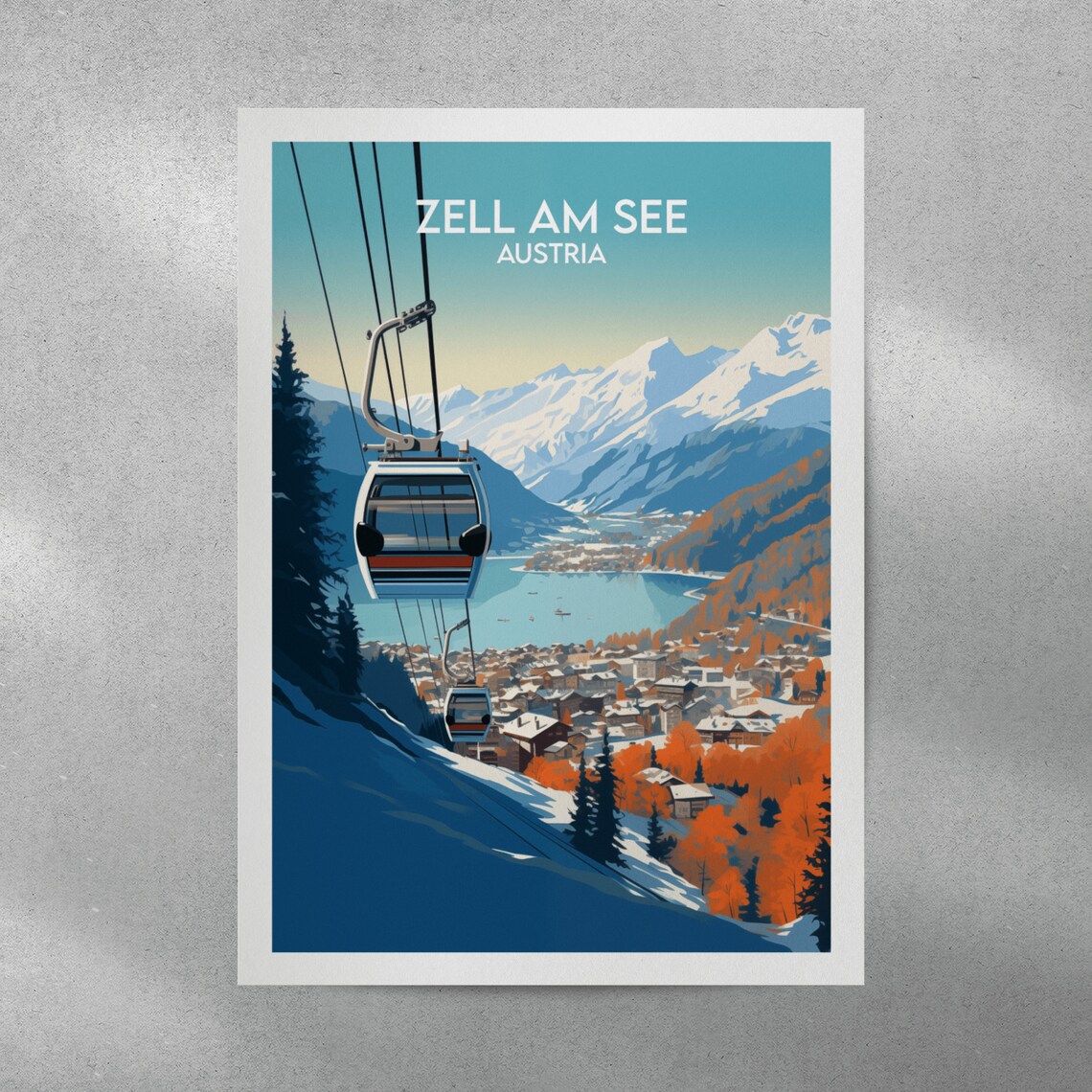 Zell Am See Travel Poster, Austria Personalised - Image 4