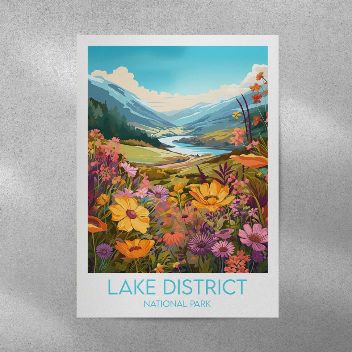 Lake District National Park Colorful Wildflowers Scenic Poster - Image 2