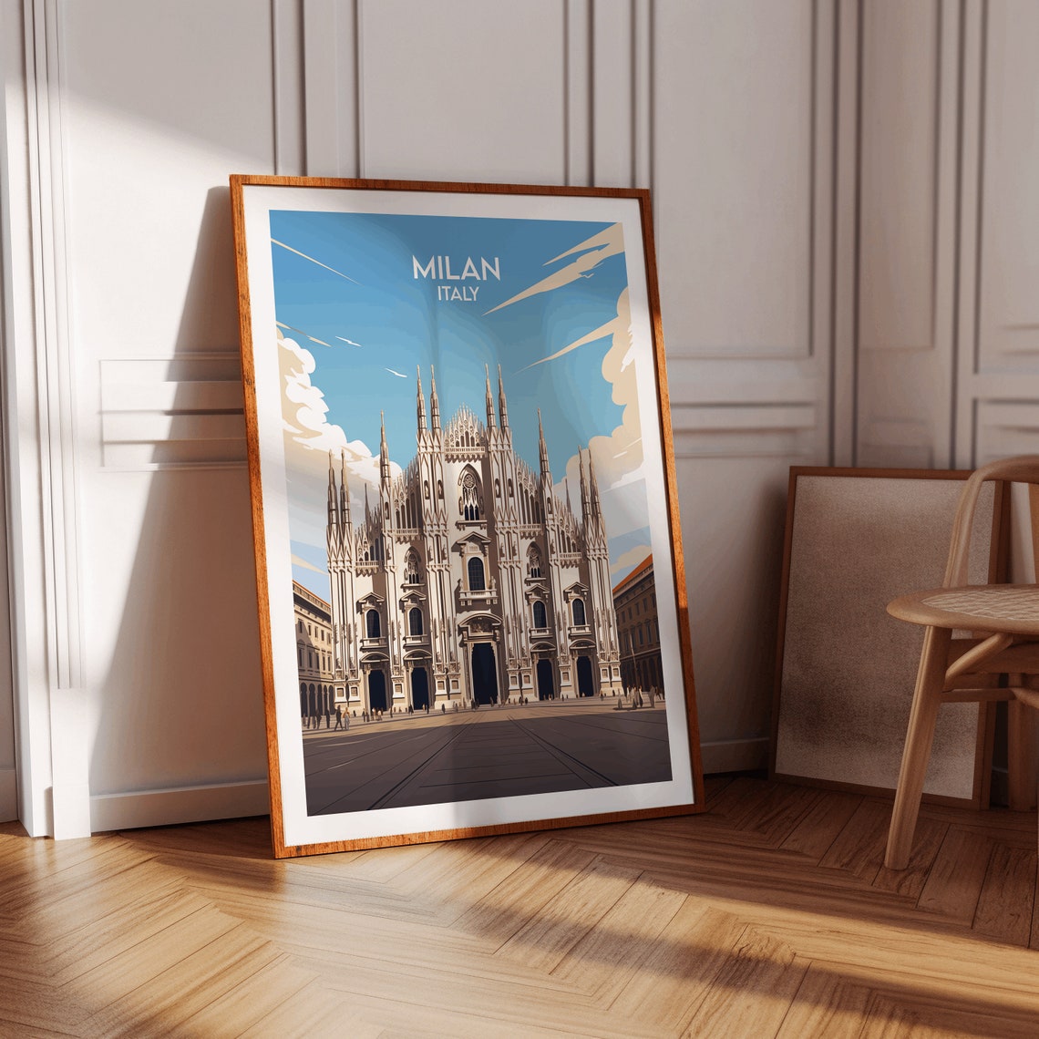Milan Italy Gothic Duomo Cathedral Facade Vintage Travel Poster - Image 3