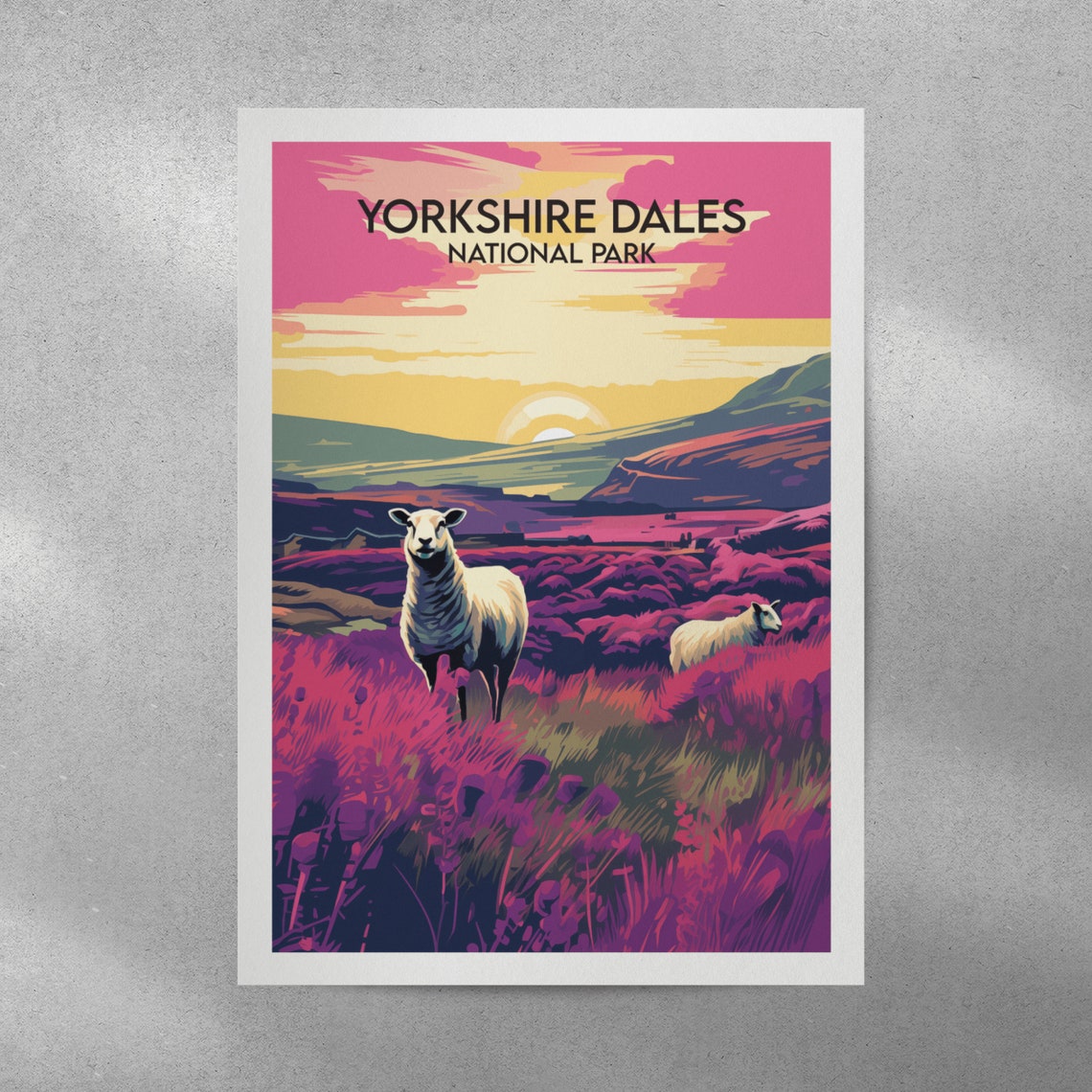 Yorkshire Dales National Park Sheep Heather Sunset Travel Poster - Image 4