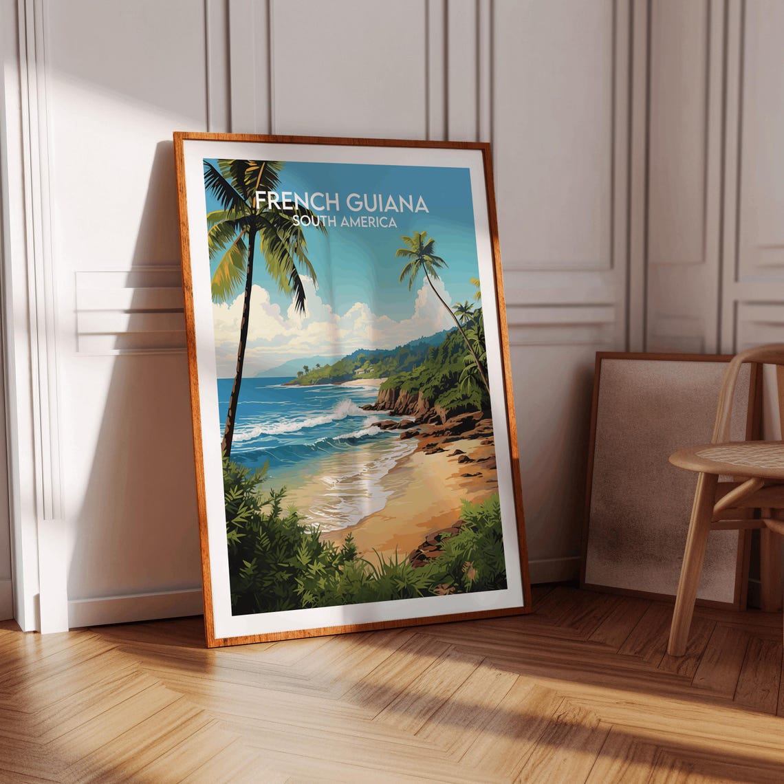 French Guiana South America Blue Water Beach Palm Coast Poster - Image 3