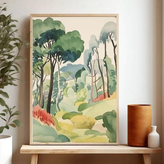 Australian Tree Landscape Print Abstract Watercolor Eucalyptus Wall Art Contemporary Giclee