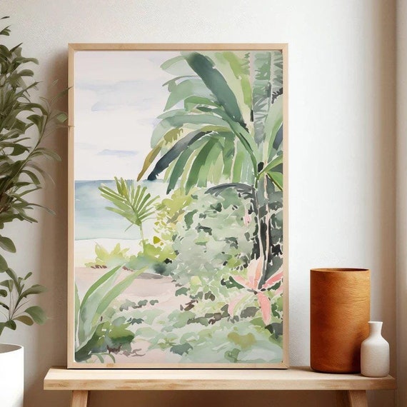 Tropical Beach Watercolor Art Print, Australian Decor