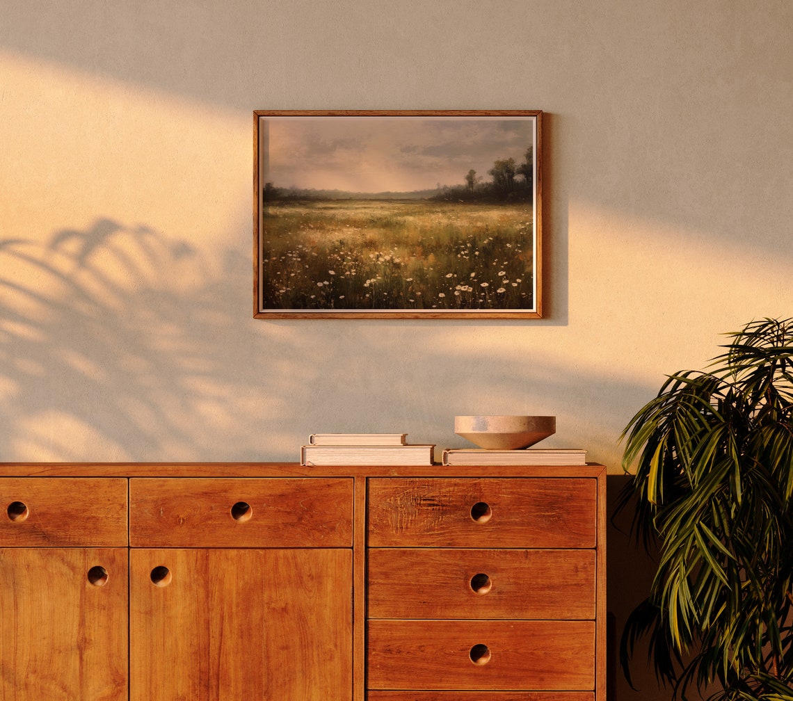 Wildflower Field Landscape Oil Painting Vintage Landscape Art Print Country Field Wall Art 19th Century Art - Image 3
