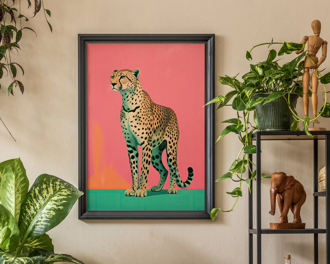 Cheetah Wall Art, Pink Leopard Boho Art Print - Image 3