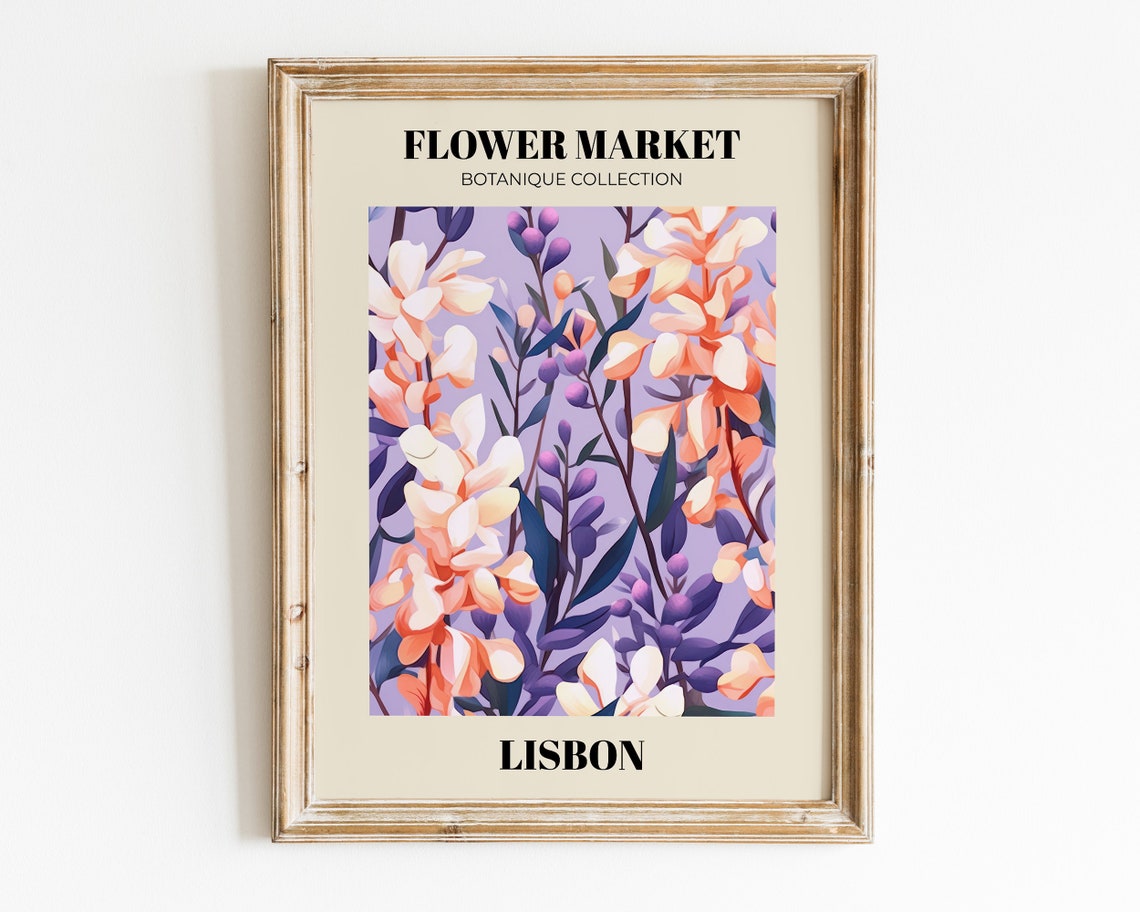Flower Market Lisbon Print Purple Floral Print Flower Market Prints Trendy Wall Art Botanical Wall Art Flower Poster Art - Image 2