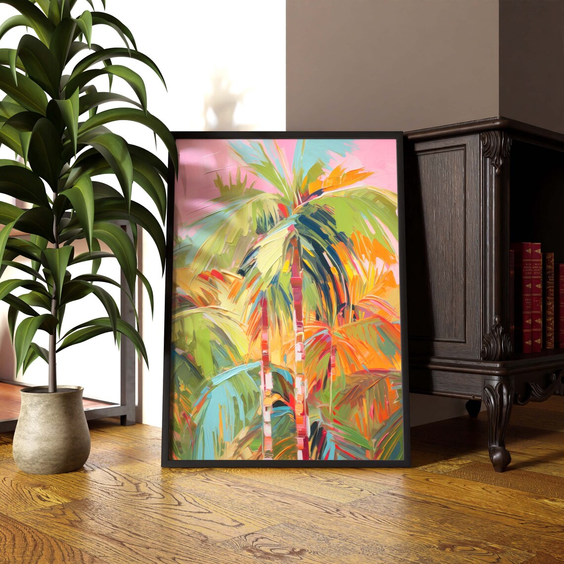 Palm Tree Print, Maximalist Tropical Poster